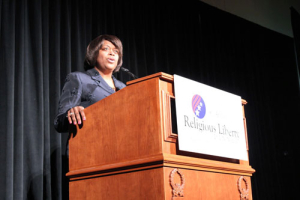 Dr. Suzan Johnson Cook, nominated by President Obama to be the Ambassador-At-large for International Religious Freedom, speaks at the 9th annual Religious Liberty Dinner on Tuesday, April 5, 2011, in Washington, D.C. <br/>The Christian Post