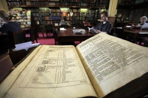 In this Tuesday, April 19, 2011 picture, a copy of the King James bible is displayed at the London Library in central London. Every Sunday, the majestic cadences of the King James Bible resound in the Chapel Royal in London, in scattered parish churches in Britain and in countless chapels, halls and congregations around the world. Still a best-seller, the King James Bible is being celebrated on its 400th anniversary as a religious and literary landmark, a defining moment in the development of English, and a formative influence on culture in Britain and its colonies. <br/>AP Images / Lefteris Pitarakis