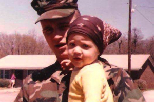 My newly-enlisted dad and me, living on base-housing while stationed in Jacksonville, N.C.  <br/>