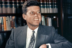 Sen. John F. Kennedy, D-Mass., is shown in his office in Washington. <br/>AP Photo (AP1959)