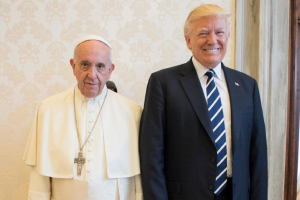 Pope Francis with Donald Trump during a private audience at the Vatican. <br/>Reuters