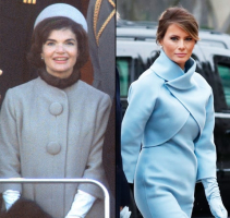 Jackie Kennedy in 1961 at JFK's inauguration (left); Melania Trump at her husband's inauguration in 2017. <br/>US Weekly