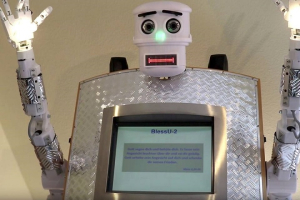 A robot priest called Bless U-2 can declare blessings in five different languages and provide a printout of the blessings. <br/>Facebook