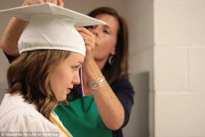 Maddi Runkles prepares for her graduation ceremony <br/>Students for Life America