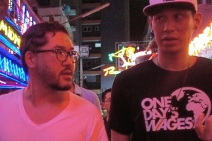 Jeremy Lin and pastor Eugene Cho walk through one of the red light districts in Bangkok where 10,000 sex workers, many of them children, are exploited on a daily basis. <br/>Instagram/Eguene Cho