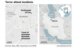 Terrorists have struck at two symbolic places in Iran, showing that there is no slowing down in their viciousness. <br/>Washington Post, Helis, CBS