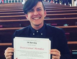 M Barclay, previously known as Mary Ann Kaiser, is the first non-binary transgender person ordained as provisional deacon in the United Methodist Church. <br/>M Barclay