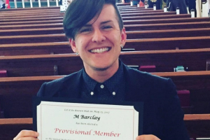 M Barclay, previously known as Mary Ann Kaiser, is the first non-binary transgender person ordained as provisional deacon in the United Methodist Church. <br/>M Barclay
