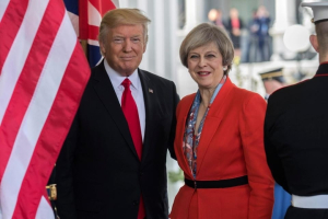 Donald Trump pictured with British MP Theresa May. <br/>Reuters