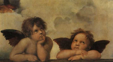 Two angels are depicted in 