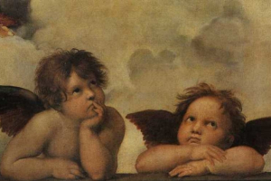 Two angels are depicted in 