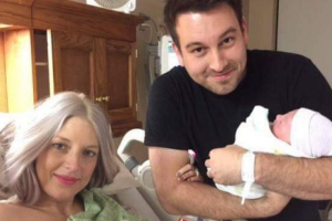 Nathan Johnson, bandmate of CCM artist Josh Wilson, pictured with his wife and newborn baby.  <br/>GoFundMe