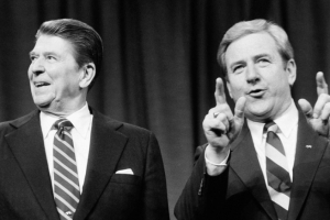 President Ronald Reagan and Rev. Jerry Falwell <br/>Shutterstock 