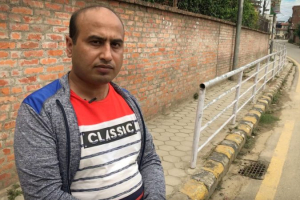 Santosh Khadka on the street in Kathmandu where he was shot while returning home from an Easter service <br/>World Watch Monitor