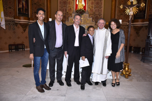 Toni Reis, second from left, with his children after their baptism at a Roman Catholic cathedral in Curitiba, Brazil, on April 23, 2017.  <br/>Toni Reis