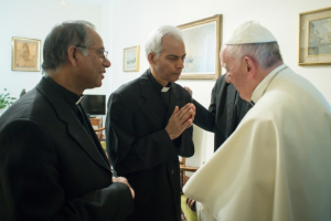 Liberated Salesian missionary Father Tom Uzhunnalil meets Pope Francis at his Santa Marta residence. <br/>L'Osservatore Romano