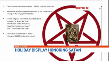 An application for a satanic monument at a city park in Boca Raton, Florida, as seen in a CBS 12 video on September 26, 2017. <br/>CBS12