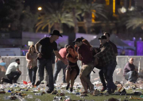 A gunman opened fire as singer Jason Aldean performed on stage at the Route 91 Harvest country music festival in Las Vegas late Sunday night, killing 50 and injuring at least 200. <br/>AP Photo