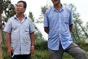 Liu Zigeng (left) threatened to kill a Christian family whose land he and others had seized, according to China Aid Association. <br/>China Aid