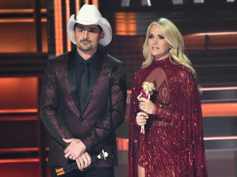 Singers Brad Paisley and Carrie Underwood host the CMA Awards in Nashville, Tennessee. <br/>Getty Images
