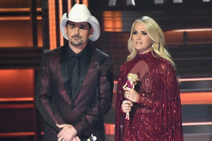 Singers Brad Paisley and Carrie Underwood host the CMA Awards in Nashville, Tennessee. <br/>Getty Images