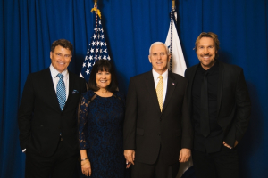  Pictured from left to right is Ted McGinley, Second Lady Karen Pence, Vice President Mike Pence, and David A.R. White.<br />
 <br/>Jonathan Mitchell