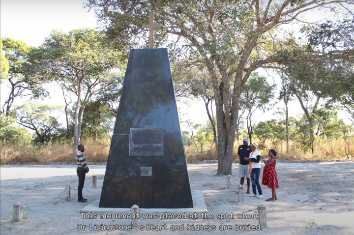 Memorial to David Livingstone on the site his heart is buried. (screenshot from ROLCC YouTube channel)