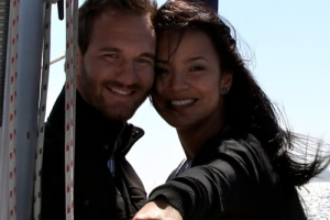 Picture shows the limbless Nick Vujicic and his fiance Kanae, showing off her engagement ring. <br/>Nick Vujicic