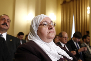 A Muslim woman listens during a hearing on <br/>Reuters/Kevin Lamarque
