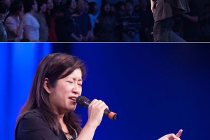 (Top) Stream of Praise Ministry founder Rev. Sandy Yu said, ''The most precious corner is in everyone's hearts, although you may not know the existence of this corner, the only one thing that fulfills is to worship and praise God.'' (Bottom) SOP violinist shared his testimony. <br/>Gospel Herald/Hudson Tsuei