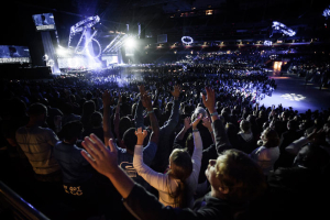 The triennial student mission conference Urbana 2012 drew a crowd of 16,000 Christian youth on the opening night at Edwards Jones Dome in St. Louis last Thursday. <br/>Matt Kirk/Urbana 2012)