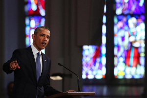 On Thursday, President Barack Obama attended an interfaith service in Boston to pay tribute to the victims and survivors of Monday’s explosions. <br/>SPENCER PLATT/GETTY IMAGES
