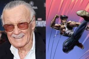 Stan Lee (l) and coming drawing of 'Annihilator' (r) <br/>