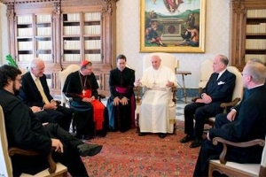 Pope Francis greeted World Jewish Congress (WJC) president Ronald S. Lauder at the Vatican on Sept 2, 2013. <br/>WJC