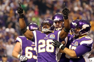 Adrian Peterson will want to rack up the rushing yards this weekend to keep the team celebrating. <br/>