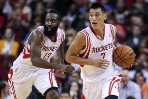 Houston Rockets James Harden and Jeremy Lin <br/>Reuters