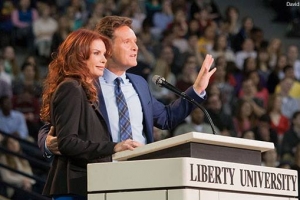 Mark Burnett and Roma Downey speaking at Liberty University about their movie 