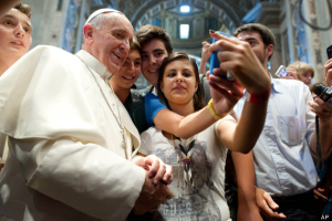 Pope Francis takes selfies for social media <br/>Courteousy of the Associated Press
