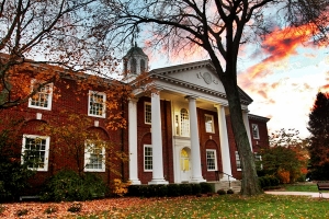 The administration building at Hanover College in Hanover, Ind. A Hanover student has filed a complaint against the school for the way it handled her claims of sexual assault on campus. (Jane Inman Stormer via Flickr cc) <br/>