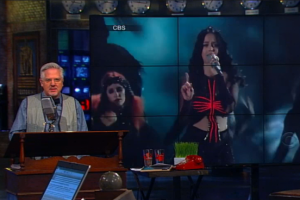 Screen shot of Glenn Beck's television show discussing Katy Perry's performance. <br/>GlennBeck.com