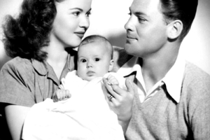 Shirley Temple with husband John Agar and their daughter Linda Susan, 1940s. <br/>