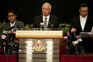 Malaysian Prime Minister Najib Razak announces hope is over for missing flight MH370.  <br/>