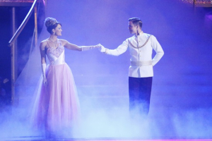 Amy Purdy and Derek Hough danced the waltz to 'So This is Love' from Cinderella. (Photo: ABC) <br/>