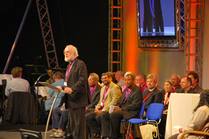 Dr Rowan Williams addresses bishops at the Lambeth Conference on Wednesday, 16 July 2008. <br/>Lambeth Conference