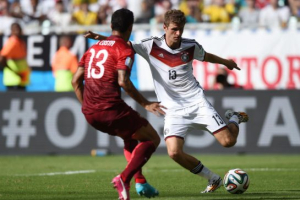 Mueller Scored a hat trick in Germany's pounding of Portugal in Monday's World Cup action. <br/>The Star