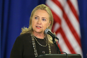 Former first lady and U.S. Secretary of State Hillary Clinton <br/>associated press