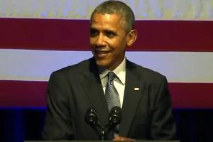 President Barack Obama speaks at a Democratic National Committee LGBT fundraiser in New York City <br/>screen grab/C-SPAN