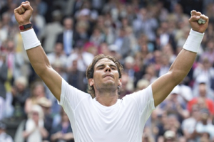 Nadal celebrated after beating Rosol. <br/>The Guardian