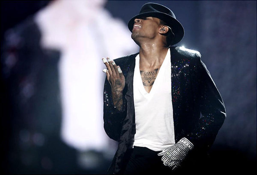 Brown wore the King of Pop's fabled clothing and MJ's glove at the 2010 BET Awards