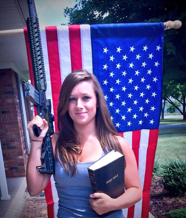 Pro-Life Holly Fisher, Gun, Bible, US Flag